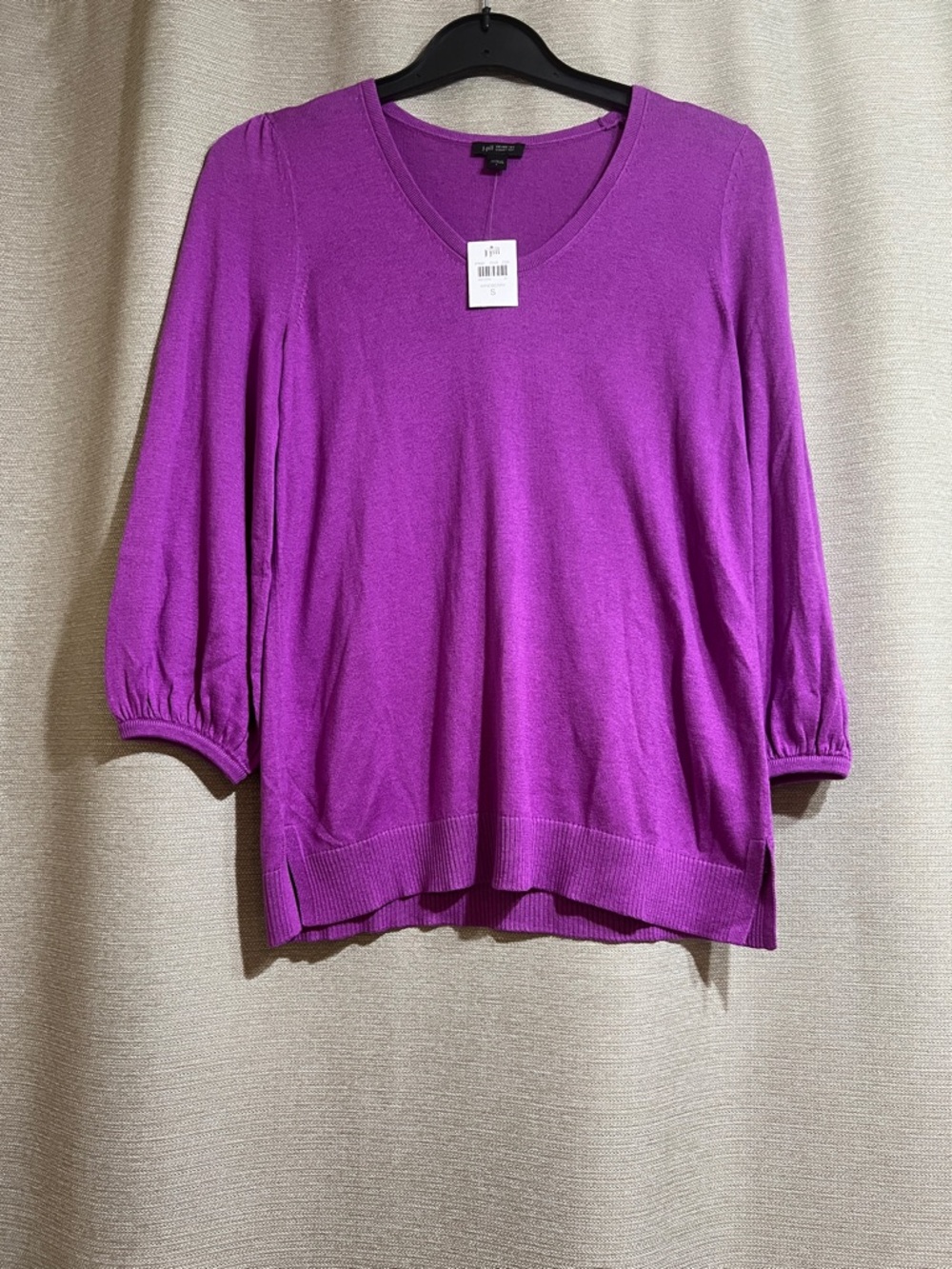 J. Jill Wearever Collection Silk Cotton Blend V-Neck Top Sweater Sz S Feminine